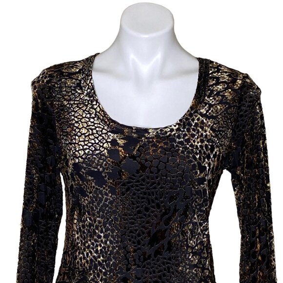Karen Kane NWT $139 Animal Instinct Velvet A-Line Dress, Brown Burnout Women's S - Picture 3 of 11